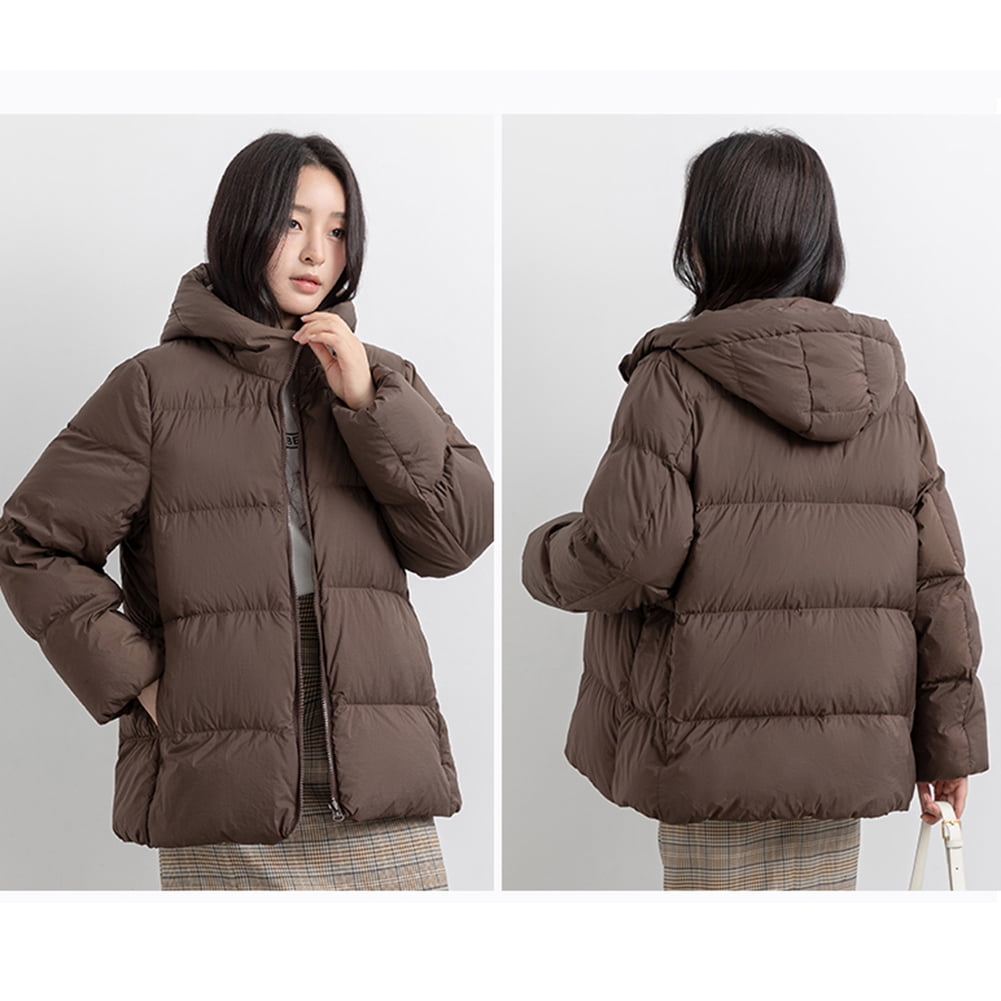 YAYA Women's Fashion Down Jacket Hooded Winter Coat Two-way Zip