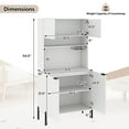 thumbnail image 3 of Costway 64.5" Kitchen Pantry Cabinet with Charging Station Wine Glass Rack Adjustable Shelf White, 3 of 10