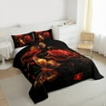 thumbnail image 3 of Castle Fairy Teens Red Flower Rose Twin Comforter Sets,Romantic Gold Butterfly Bedding Set, 3 of 8