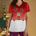 thumbnail image 1 of LSLJS Christmas Blouse de Noël à Manches Courtes Col en V avec Poches Imprimées pour Femmes, Scrub Tops, 1 of 5