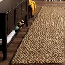 SAFAVIEH Natural Fiber Emory Geometric Jute Runner Rug, Natural/Grey, 2'3" x 18'