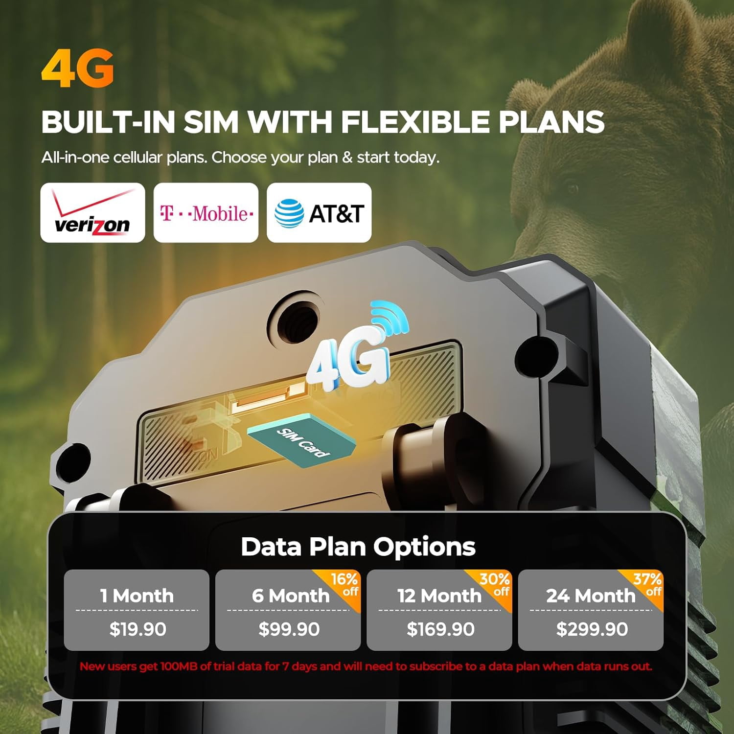 CAMPARK Cellular Trail Camera, 2.5k Live Streaming Solar Powered Game Deer Cameras with Night Vision Motion Activated, Waterproof IP66 Built-in SIM Card, No WiFi Needed for Hunting