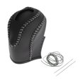 thumbnail image 1 of Cubierta de pomo de cambio de marcha antideslizante para automóvil, protector de manija de cambio para Volkswagen Taos 22-23, negro gris, cuero sintético, 1 of 6