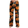 thumbnail image 2 of Pajama Pants Women Halloween Pumpkin Print Soft Drawstring Stretch Sleep Bottoms, 2 of 5