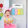 thumbnail image 4 of Welcome Peeps Easter Door Sign, Happy Easter Eggs Bunny Rabbit Door Hanger Decorations, Wooden Wreath Spring Hanging Signs for Home Wall Window Yard Farmhouse Indoor Outdoor Decor, 4 of 7