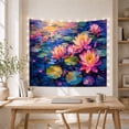 thumbnail image 5 of Vibrant Water Lilies on a Pond, Serene Impressionist Style for Art Lovers, Nature Inspired Decor, Birthday Gift Tapestry Wall Hanging for Bedroom and Living Room, 5 of 7