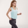 thumbnail image 3 of Women's Sleeveless Scoop Neck Cropped Tank Top for Workout and Casual Layering - Small, Light Blue, 3 of 5
