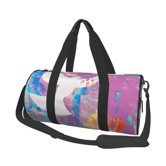 YFYANG Large Capacity Canvas Gym Bag for Men and Women, Watercolour Painting Pattern Round Portable Travel Bags for Sports Fitness