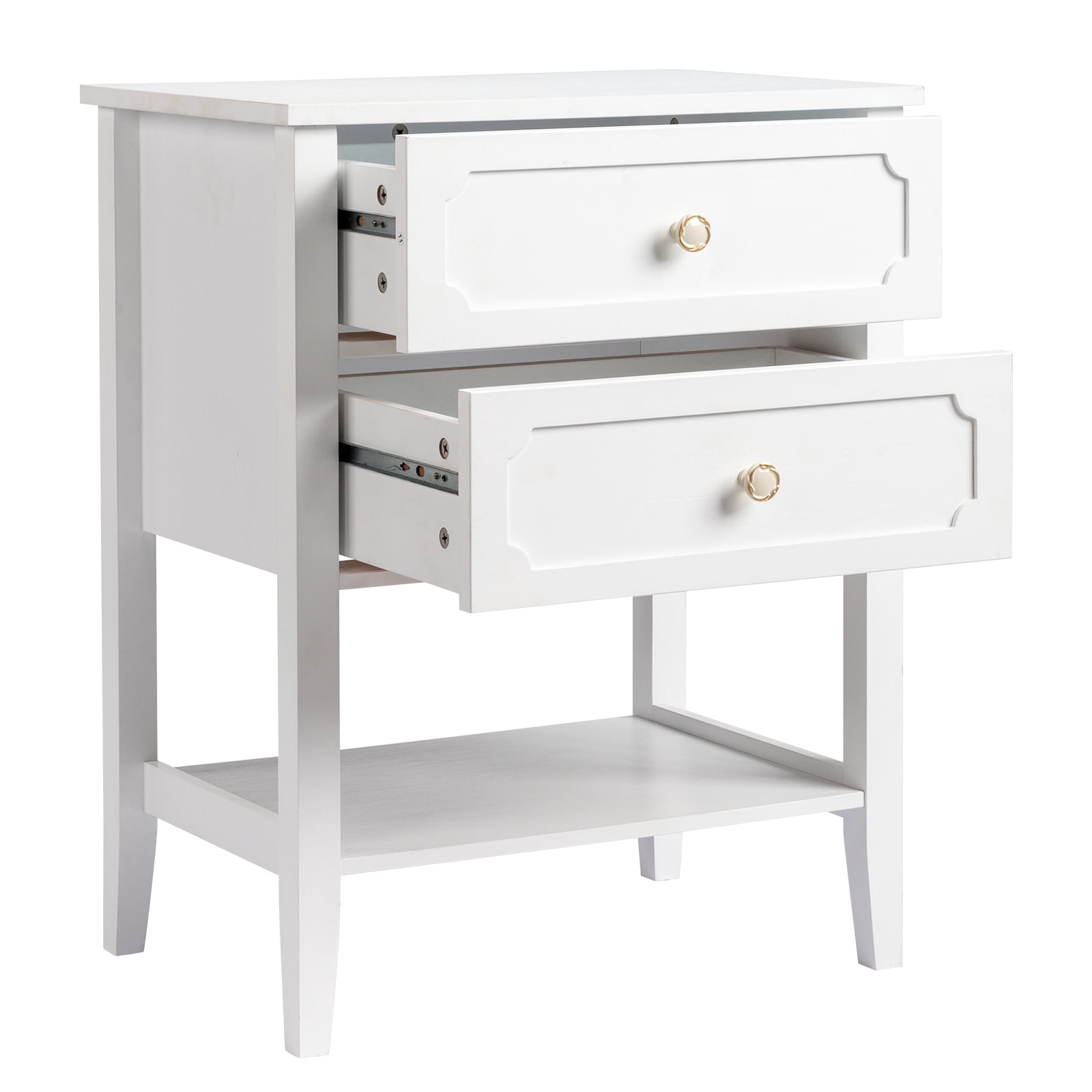 Ktaxon Solid Wood Nightstand, Side Table Night Table, White