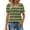 Army Green, variant on Women's Trendy T-shirt Summer Outdoor Stripe Square Neck Tops Stretchy Fabric Puff Short Sleeves with Elastic Cuffs Blouse (Gray,S)