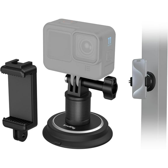 SMALLRIG 2-in-1 Magnetic Suction Cup Mount, Powerful Camera Mount for Gopro, for Insta360 and Phone, 360º Rotation for Car and Gym 4347