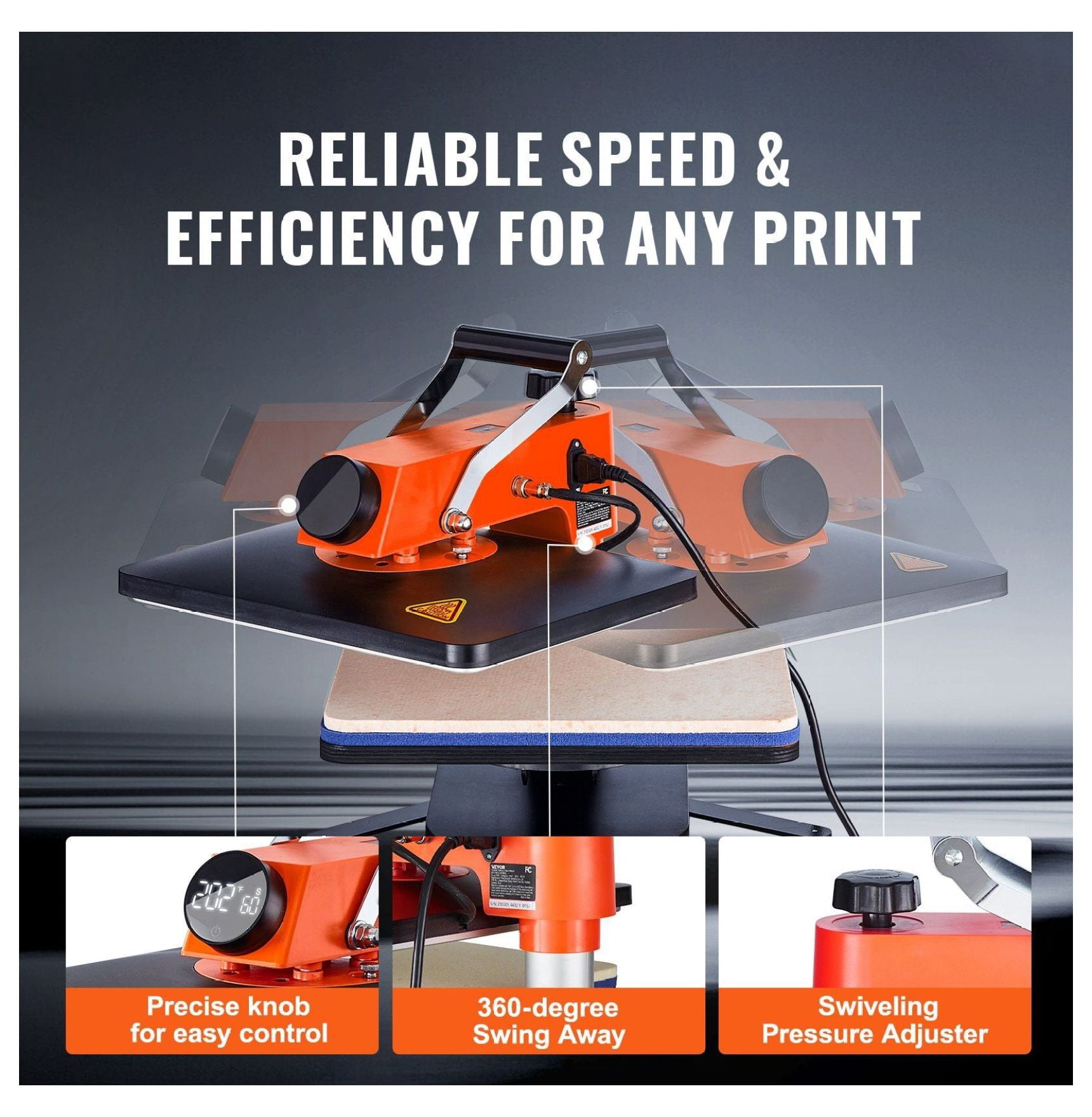 5-in-1 Heat Press Machine 12x15", Fast Heating Sublimation Printer for T-Shirts, Caps, Mugs, Bags & More