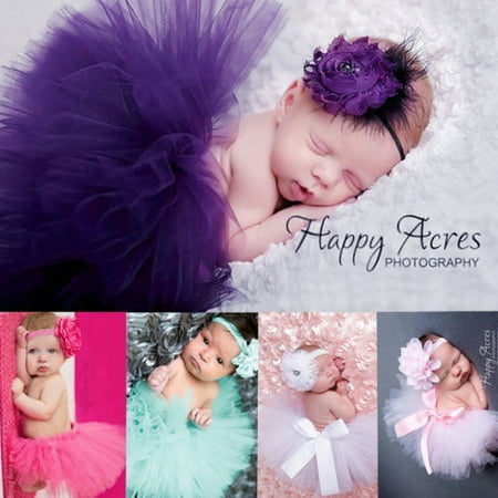 New Baby Girl Tutu Skirt + Headband Costume Newborn Photography Photo Prop