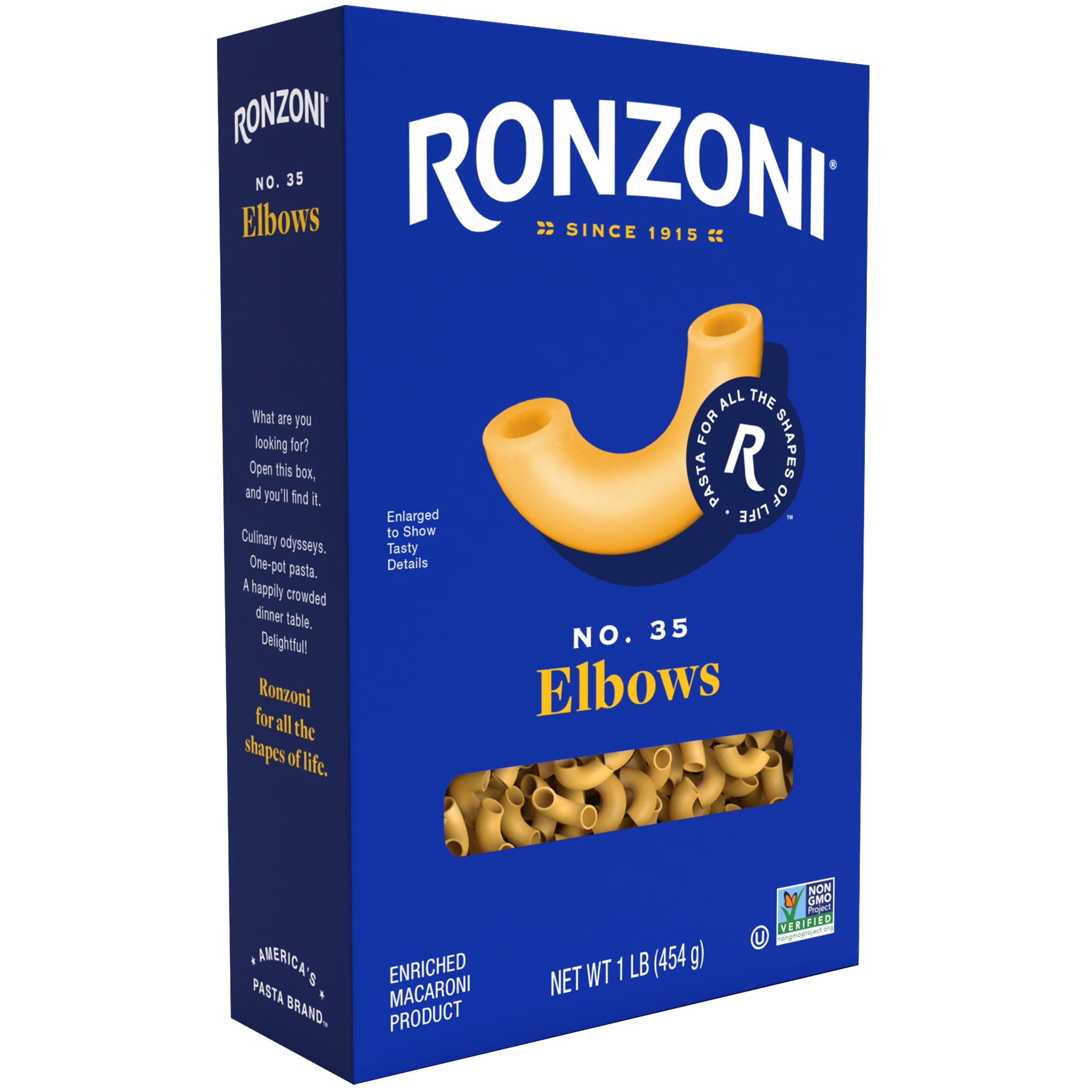 (2 pack) Ronzoni Elbows, 16 oz, Non-GMO Macaroni Pasta for Mac and Cheese, (Shelf Stable)