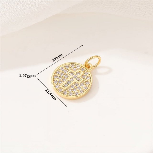 Venta al por mayor de circonita con microincrustaciones de corazón de oro de 14k, colgante de Hello Kitty, collar, pendientes, accesorios DIY para la fabricación de joyas