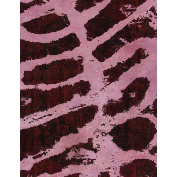 Ahgly Company Indoor Rectangle Abstract Dark Pink Abstract Area Rugs, 2' x 5'