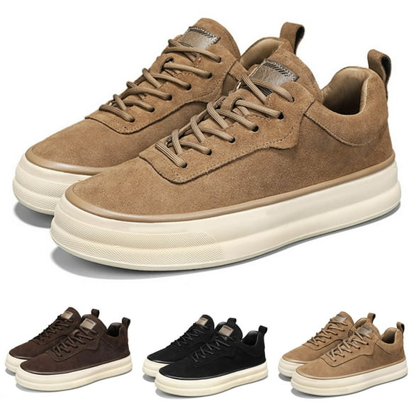 Pandaie Mens Casual Shoes Suede Lace up Low Top Fashion Sneakers Comfort Walking Office Business Work Dressy Oxfords Loafers Black 8.5