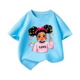 thumbnail image 2 of YUSIM Girls Graphic Cotton T Shirts- Crewneck Cute Short Sleeve Casual Kids Summer Tops Light Blue Size 4T, 2 of 3