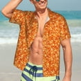 thumbnail image 4 of KLL Men's Hawaiian Shirt Short Sleeve Button Down Beach Shirts-Orange Glitter, 4 of 6