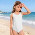 thumbnail image 2 of Grblisyd Girls' One Piece Swimsuit Solid Color Bathing Suits Crew Neck Racerback Swimsuits Size 2-13 Years, 2 of 5