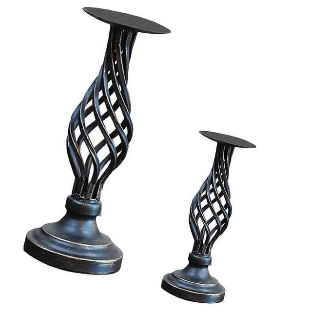 Decorative Candlestick Metal Hollow Candle Holder for Decoration 2Pcs