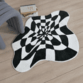 thumbnail image 2 of Flower Bath Mats Soft Plush Checkerboard Grids Soft Floral Bathroom Carpet Bedside Carpet Decor Anti Plush, 2 of 6