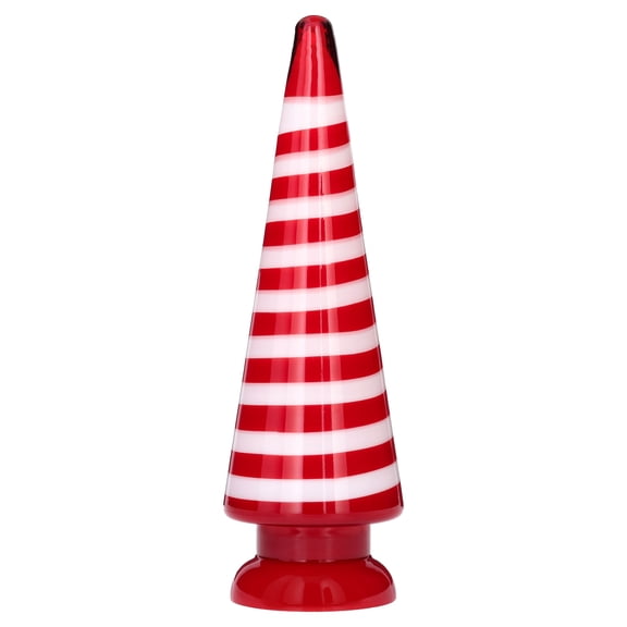 Large Striped Glass Tree Christmas Decoration, Red and White, 13", by Holiday Time