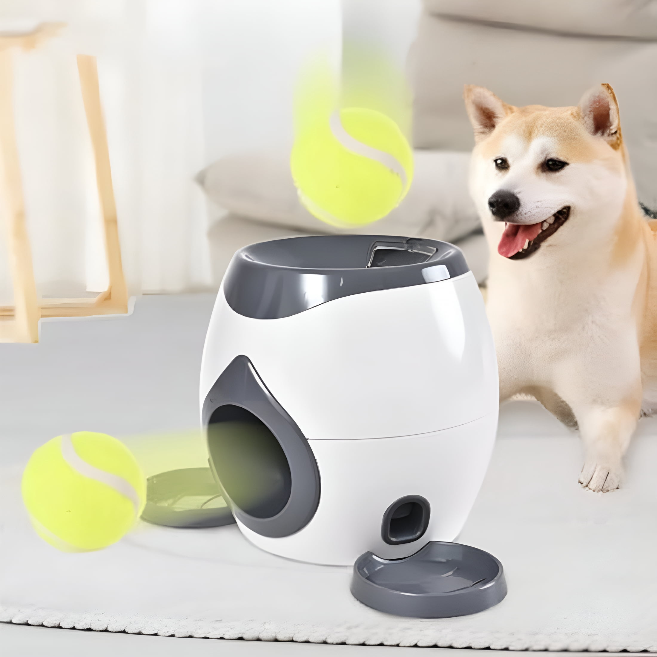 BESTSKY 2026 New Automatic Dog Ball Launcher,Interactive Dog Tennis Ball Throwing Machine,Dogs Thrower Launcher Tennis Balls for Interactive Play & Training for Yard,Park,Backyard,Farm (Grey)
