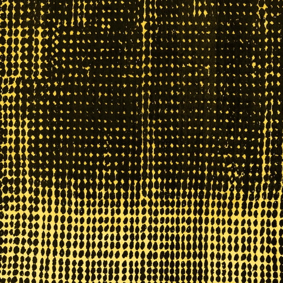 Ahgly Company Machine Washable Indoor Square Abstract Yellow Modern Area Rugs, 7' Square