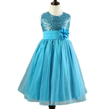 Pink Dress Coat - StylesILove Lovely Sequin Flower Girl Dress, 5 Colors (1-2 Years, Blue)