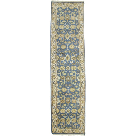 Gray Floral 3X10 Oushak Chobi Oriental Runner Rug