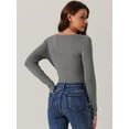 thumbnail image 4 of DARING DIVA Square Neck Sweater Bodysuit Blouse Tops M Grey, 4 of 5