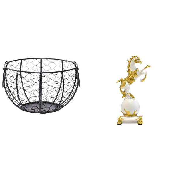 Cesta De Alambre Para Guardar Huevos, Cesta Tejida De Alambre De Hierro, Cesta De Frutas Y Verduras Campestres, Figura De Caballo, Estatua Moderna, Adorno De Mesa, Escultura De Animal Para