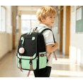 thumbnail image 6 of Large Capacity Backpack, Two Tone Multi Pocket Water Resistant Carry Bag Compatible With 15.6 Inch Laptop For Travel And Office Use (D), 6 of 6
