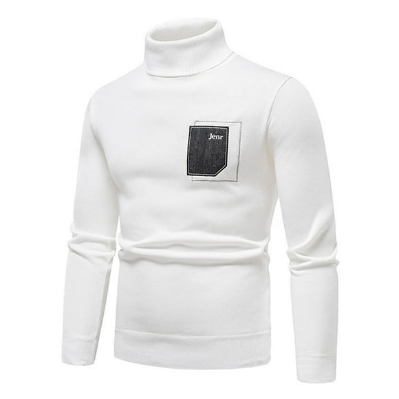jsaierl Mens Sweater Knit Turtle Neck Slim Fit Pullover Long Sleeve Casual Fall and Winter Solid Sweater Top