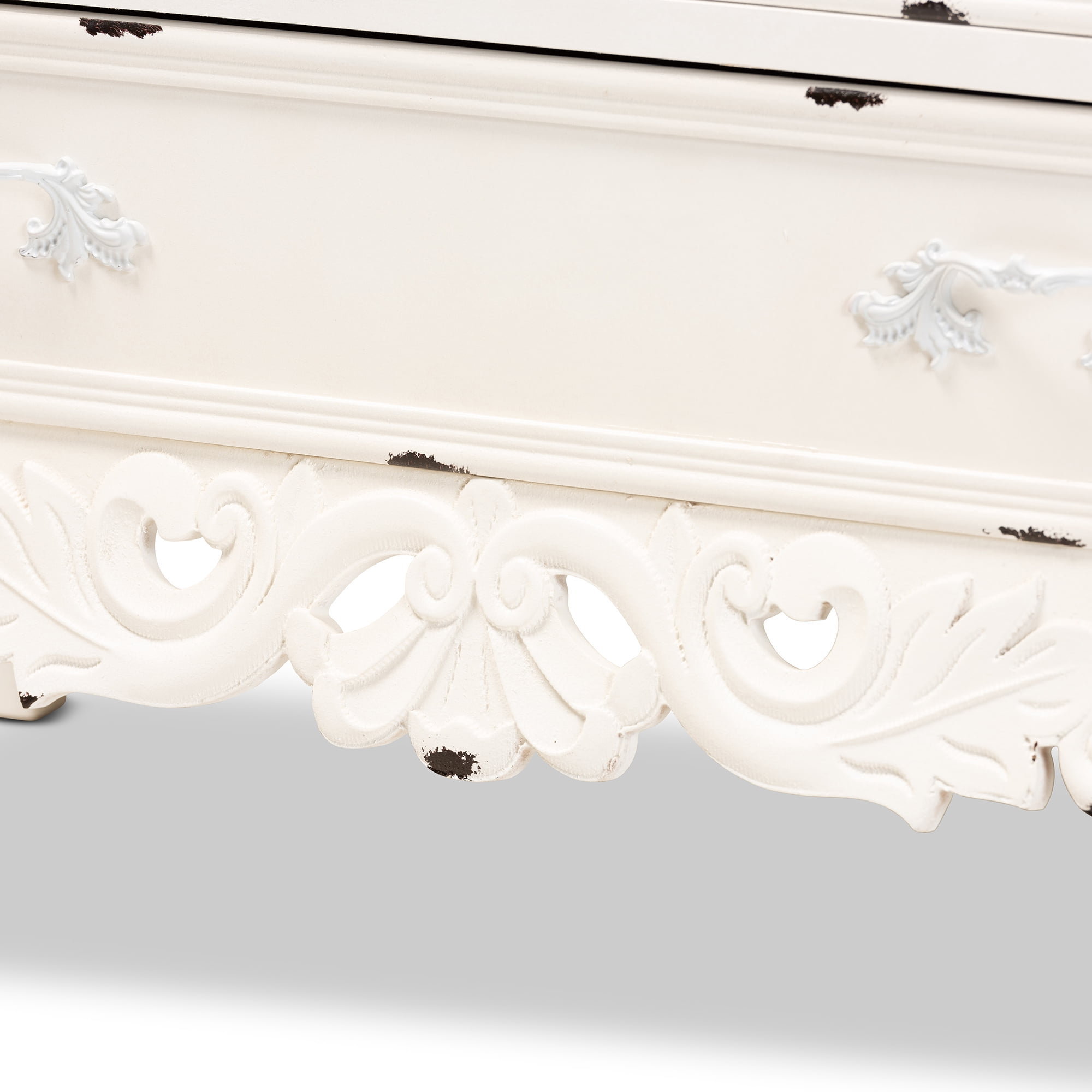 Baxton Studio Levron Classic and Traditional Two-Tone Walnut Brown and Antique White Finished Wood 5-Drawer Storage Cabinet