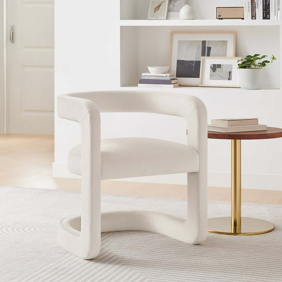 Winslow Performance Velvet Barrel Accent Chair in Alabaster