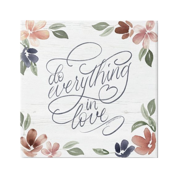 Stupell Industries Everything in Love Phrase Botanical & Floral Painting Gallery Wrapped Canvas Art Print Wall Art, 24 x 24