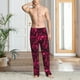 thumbnail image 2 of Balery Burgundy Tie Dye Pantalones de pijama para hombre, pijama ultraligero, pantalón de descanso-Large, 2 of 6