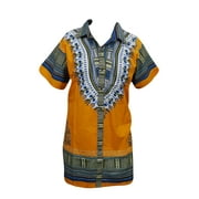 Mogul Unisex African Swag Dashiki Top Dress Yellow Shirt Blouse