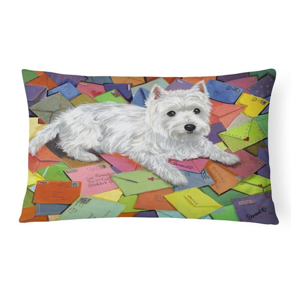 Carolines Treasures PPP3289PW1216 Westie Zoes Mail Canvas Fabric Decorative Pillow  12H x16W multicolor