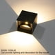 thumbnail image 3 of 2 luces de pared para interior y exterior de 12 W, ajustables, 3000 K, LED negro, IP65, resistente al agua, moderna lámpara de pared de aluminio para dormitorio, hogar, escaleras, pasillo, sala de, 3 of 5