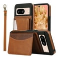 thumbnail image 6 of for Google Pixel 8 Wallet Case with Card Holder - PU Leather Case for Women & Girls, Wrist Hand Strap, Secure Finger Ring, Shockproof Protective Phone Cover for Google Pixel 8, Brown, 6 of 6