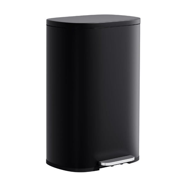 FDW 13 Gallon50 L Garbage Can Kitchen Trash Can, Lid for Office Bedroom Bathroom Step Trash Bin Fingerprint-Proof Brushed, Black