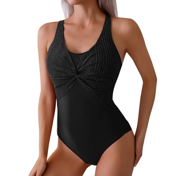 Yajing Womens Swimsuit Tight Shiny Swimsuit Bikini Black L Tummy Control Swimsuits for Women