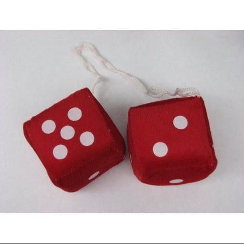 3" Fuzzy Dice Red with White Dots