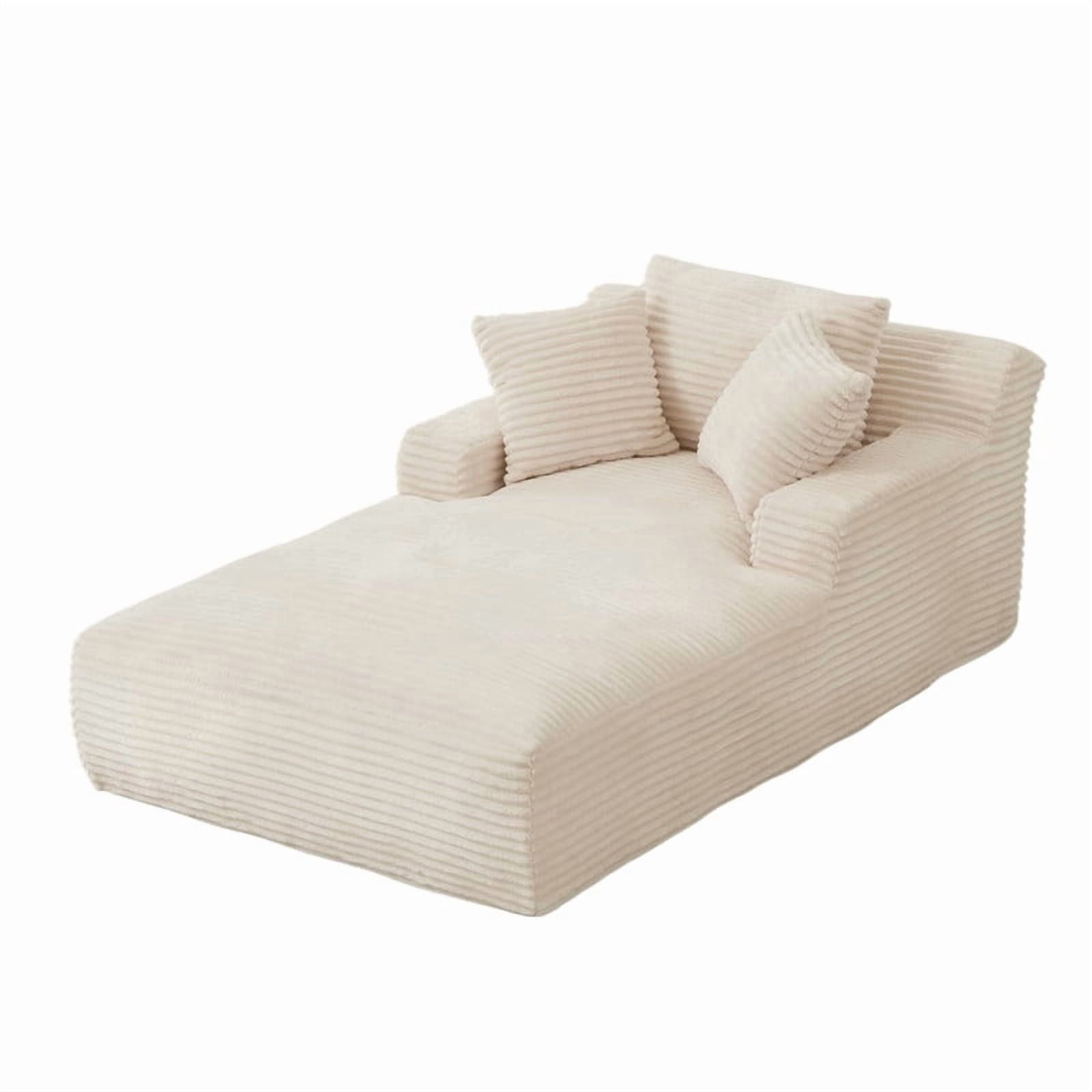 Oversized Chaise Lounge Chair Indoor, 78.7" Extra Deep Boneless Corduroy Lounge Couch Bed with 3 Pillows, Single Seat Reading Chairs for Living Room,Bedroom,Apartment