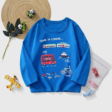 Rvasteizo Kids Print Long Sleeve Crew Neck Shirts Tops for Boys Daily Casual Outfit for 3-9 Years