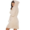 thumbnail image 2 of Womens Soft Cute Warm Long Fleece Plush Fuzzy Robe with Hood Animals Ears Bathrobe For Women, 2 of 4