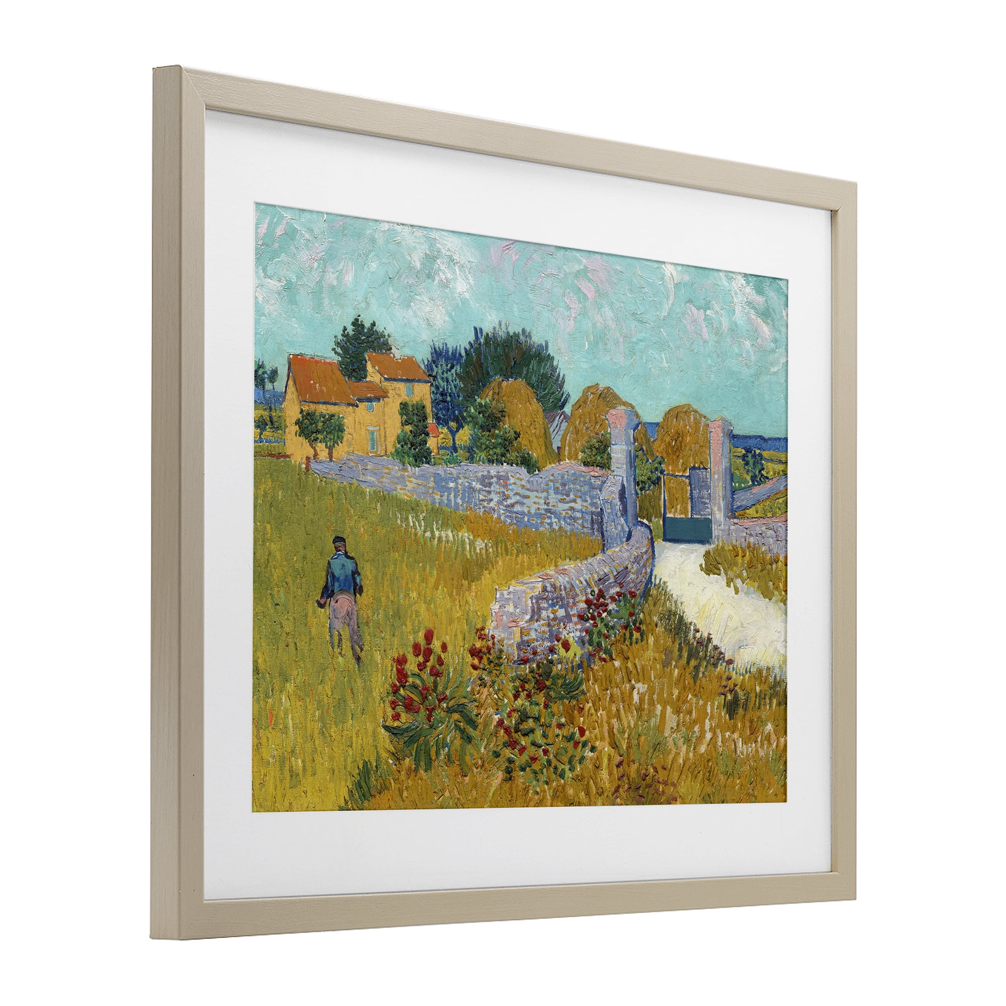 Stupell Industries Farmhouse In Provence Birch Framed Print Under Glass, design by Vincent Van Gogh